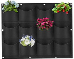 Verticale wandplantenbak, 12 vakken voor hangende plantenbakken, vilten zakken, verticale bloempot, plantenzak, wandkweekzak, tuindecoratie