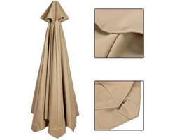 Vervangend doek Geschikt voor een 3 meter lange parasol, 8 baleinen, polyestervezel, zandkleur, regen- en zonbescherming.