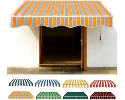 Vervangend Luifeldoek - Zonneschermdoek Schaduwzeil - Terras Beschermen - Waterdicht Polyester - 400x250 cm - Oranje Grijs
