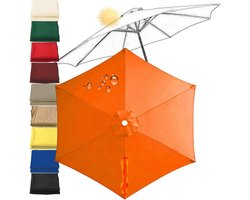 Vervangend Parasoldoek 300 cm 8 Baleinen 6 Baleinen Zweefparasol 350 250cm 6 Arm 400 cm Voor Buiten Tuinparasol Terras Balkon Zwembad, Waterdicht, Geen Zijopening(Oranje,6 Ribs 8.20 ft 2.5 m)