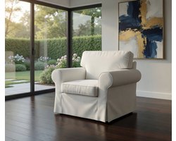 Vervangende Hoes IKEA Ektorp Eetkamerstoel Wit – 100% Katoen Stoelhoes 104x88x88 cm – Klittenband Sluiting – Ganeey