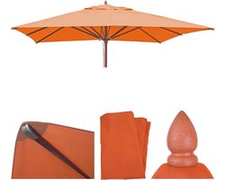Vervangende hoes voor houten parasol 4x4 meter – polyesterschaduwdoek terracotta