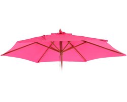 Vervangende hoes voor parasol Florida, parasolhoes vervangende hoes, Ø 3m polyester 6 stokjes ~ roze