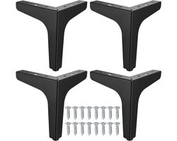 Vervangende Meubelpoten Zwart Metaal 15cm Driehoekige Poten voor Tafel, Kast en Sofa - Duurzame en Stijlvolle Meubelaccessoires