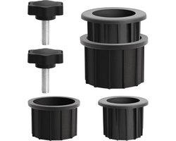 Vervangende onderdelen voor parasolvoeten - Set van 6 - Verloopinzetstukken voor parasolstandaard - Met M8 schroefknoppen - Reduceerringen - Vervangende onderdelen voor parasolvoeten - Geschikt voor 48/38 mm middenkolom - Zwart