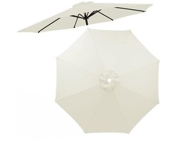 Vervangende parasoldoek - Waterdichte stof - Vervangende stof voor patioparasols - Vervangende stof voor tuinluifels - Bescherming tegen zon en regen - Diameter 3 m - Geschikt voor 6 baleinen vervangende parasoldoek - Wit
