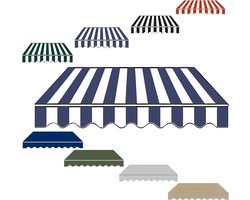 Vervangingsdoek Zonnescherm - Luifeldoek Knikarmscherm - Terras Beschermen - Waterdicht Polyester - 300 x 250 cm - Blauw wit gestreept