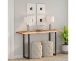 Vervangingsplaat voor tafel, vervangend tafelblad, houten tafelblad, geschikt voor café, eetkamer, hotel, restaurant, 140 x 40 x 3,8 cm, rechthoekig, massief hout, acacia, boomrand