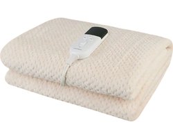 Verwarmde Deken - 2-laags Flanellen - Elektrische Deken - Timer - Verwarmd - Pad - 220V - 150*80Cm - Thermische - Deken - Matras Verwarmer - Bedwarmer - Creme Wit