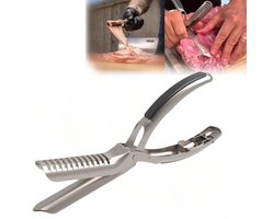 Verwijderaar van ribvel van roestvrij staal - Gereedschap voor het bereiden van ribvel - Ergonomische handgreep - Vaatwasserbestendig - Verwijdert eenvoudig ribvel - Geschikt voor kamperen, keukens, restaurants, slagerijen - Zilver