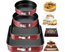 Verwijderbare Cakepannen Set - 4 Stuks Ronde Bakvormen voor Cheesecakes en Sponzen (6"/8"/9"/10")