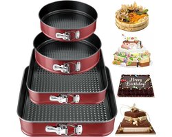 Verwijderbare cakepannenset - 4 ronde bakvormen - voor cheesecakes en sponzen - 6"/8"/9"/10"