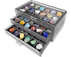Verzamelkist - Fossielen Opberger - Stenen Presenteren - 54 Vakken - 6.1 x 9.33 inch - Zwart
