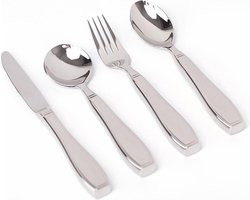 Verzwaard bestek 4-delige set, aangepast bestekset met gewicht edelstaal - Verdikt handvat - 200 gram per stuk