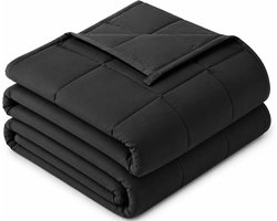 Verzwaarde deken 9 kg, zachte verzwaarde deken voor volwassenen, ademend, zware microvezel deken met glazen kralen, deken voor slaapbank, het hele seizoen, 150 x 200 cm, zwart