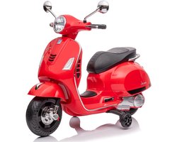 Vespa Elektrische motorfiets, kindermotorfiets met plastic wielen en stoel, MP3-speler, USD MicroSD AUX-aansluiting (Rood - zonder kistje)