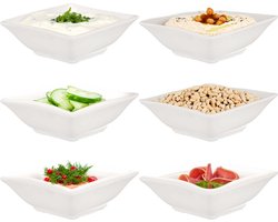 Vessia amuse/dessert kommetjes/serveer schaaltjes - set 6x stuks - wit - 12 x 12 x 4 cm - keuken/eettafel - keramiek