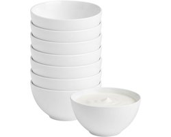 Vessia Kommetjes / serveer schaaltjes Limoges - 8x - porselein - 16 x 8 cm - wit - Stapelbaar - 1000 ml - soepkommen - schalen - keuken