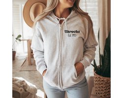 Vest Unisex-met plaatsnaam en geboortejaar-Vest Utrecht-Lichtgrijs-Maat XL