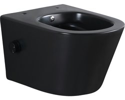 Vesta wandcloset rimless met bidetkraan koud water mat zwart