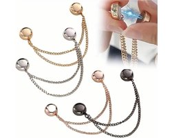 Vestclip Magnetisch - 4 Stuks - Vestklem - Magneet Broche Mini - Met Kettinkjes - Vestsluiting Dames - Vestclip Dames - Vestspeld - Vestclip - Magnetische Broche - Hoofddoek Magneet - Sjaal - Blouse - Gebreide Jas - Jurken - Jas - Antislip Vaste Gesp