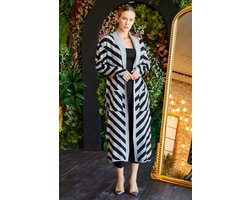 Vesten- designer vrouwen winterkleding lang vest luxe mantel- Warme vest trui- Gebreide vest met patroon- Fashion lange vest- Grijs- Standaard maat- One size M/L