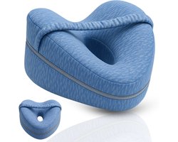 Vestifex® Kniekussen Voor In Bed - Beenkussen Zijslaper - Zijslaapkussen - Orthopedisch Traagschuim - Blauw