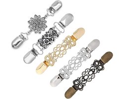 Vestklem - 5 Stuks - Sjaalclip - Broche Clip - Vestsluiting - Vestclip Dames - Vintage Cardigan Sjaalclips - Antislip Vaste Gesp - Vestspeld - Sjaal Cinch Clips - Elegante Retro - Geschikt Voor Dames, Vesten, Rokken, Jassen