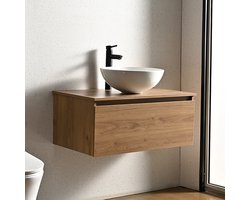 Vestland - Eiken badkamermeubel met waskom - 100 cm - Complete badkamerset