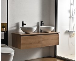 Vestland - Eiken badkamermeubel met waskom - 120 cm - Complete badkamerset