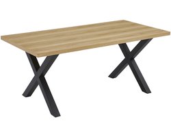 Vestland Eiken Eettafel 160x90 CM – Rechthoekig – Geschikt voor 4 - 6 Personen – X-poot Metaal - Industrieel Design