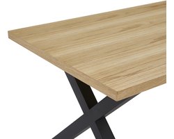 Vestland Eiken Eettafel 220x100 CM – Rechthoekig – Geschikt voor 8 - 10 Personen – X-poot Metaal - Industrieel Design