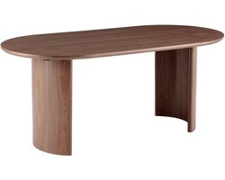 Vestland Ovale Eiken Eettafel - 180x90 cm - Geschikt voor 6 - 8 Personen - Walnoot - Halfronde poten