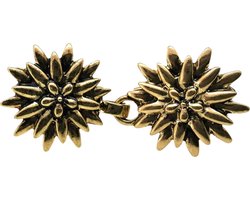 Vestsluiting - clip met haakje - Edelweiss , voor vest, sjaal of omslagdoek in kleur antiek goud.
