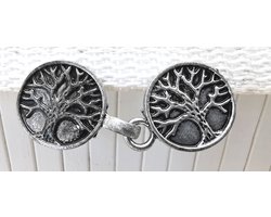 Vestsluiting - clip met haakje - Tree of life - voor - vest - sjaal - omslagdoek in kleur antiek zilver look.