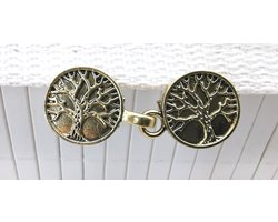 Vestsluiting - clip met haakje - Tree of life - voor - vest - sjaal - omslagdoek in kleur goud.