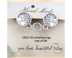 Vestsluiting - clip met ring in midden - Tree of Life - voor - vest - Gehaakt omslagdoek - sjaal - in kleur antiek zilver look.