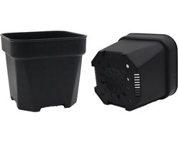 Vetplanten / Succulenten Potten - Vierkante potten - 5,0 x 5,0 x H 5,0cm - Kunststof - Zwart - Voor Kweken en Decoratie - Set van 12 stuks