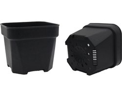 Vetplanten / Succulenten Potten - Vierkante potten - 8,0 x 8,0 x H 7,4cm - Kunststof - Zwart - Voor Kweken en Decoratie - Set van 12 stuks