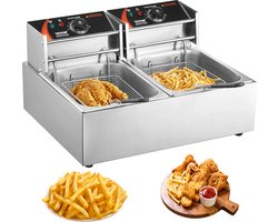 VEVOR 12x2l CommerciëLe Elektrische Friteuse RVS 1500w+1500w Afneembaar