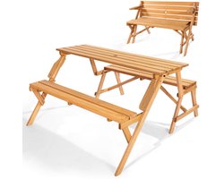 VEVOR 2 In 1 Picknicktafel Houten Tafelbank Set Converteerbaar Verwisselbaar