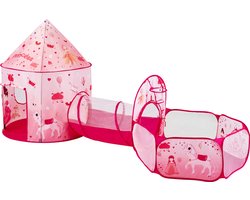 VEVOR 3-In-1 Speeltent met Tunnel voor Meisjes, Prinsen, Jongens, Baby's en Peuters, Pop-Up Speelhuis voor Binnen en Buiten Gebruik met Draagtas en Bevestigingsriemen Als Verjaardagscadeau, Magenta Kleur
