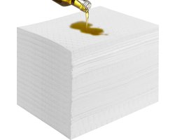 VEVOR 38 x 50 x 0.35 cm Olievlekabsorberende Pads, Van Revolutionair Superabsorberend Materiaal Met 10 x Absorptievermogen, Inname 20 Gallons, Verpakking Van 100, Voor Magazijnen, Fabrieken, Autoreparatiewerkplaatsen