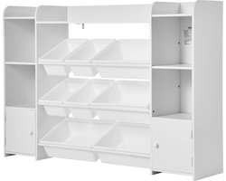 VEVOR 4-laags speelgoedplank boekenplank met 8 kunststof bakken kast