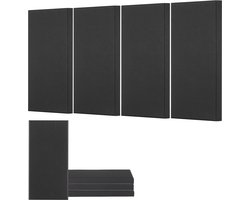 VEVOR 4x Akoestische Panelen Akoestische Wandpanelen 600x300x50mm Zelfklevend Zwart