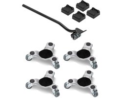 VEVOR 4x Meubelrollen Transportrollen Meubelwagenrollen met 3 Wielen 158x158x65mm