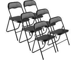 VEVOR 6 Stuks Opvouwbare Stoel, Leren Stoel, Draagbare Tuinstoel, Kampeerstoel, Zwart