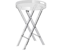 VEVOR Acryl Klaptafel met Dienblad φ40 X 58 cm, Acryl Bijzettafel met Opklapbare X-Poot, Acryl Bijzettafel voor Koffie, Drankjes, Eten, Snacks, Salontafel voor Woonkamer, Slaapkamer, Enz