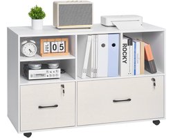 VEVOR Archiefkast Kantoorkast met 2 Laden Verstelbare Planken Wit