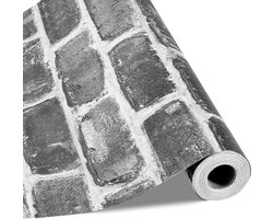 VEVOR Behanglijmfolie 45cm X 10m Muurbehang Meubelsticker Grijze Baksteenlook